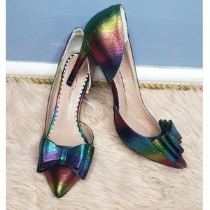 BETSEY JOHNSON RAINBOW POINTED TOE BOW HEELS -VARIETY